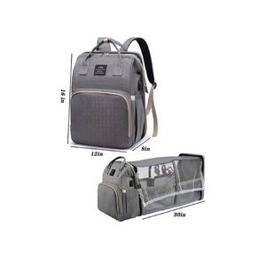 Land Grey Diaper Bag with Changing Station,Diaper Bag Backpack,Large Capacity